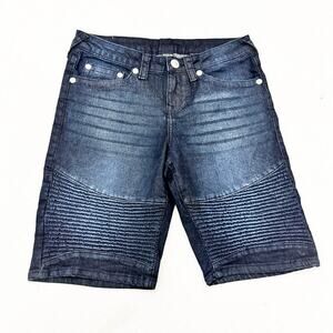 True Religion Geno Relaxed Slim Dark Wash Denim Jean Shorts Size 16